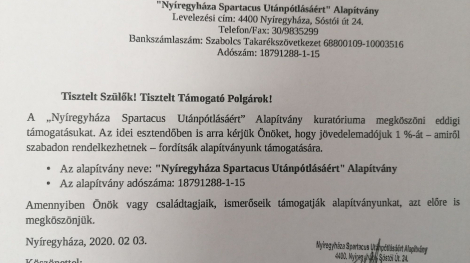 Segítse 1%-al az utánpótlást!